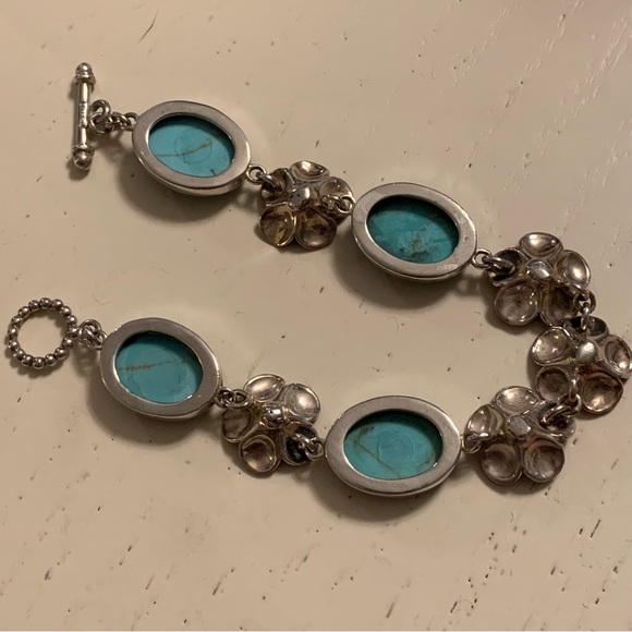 925 Silver Turquoise Bracelet with Vintage Charm - Picture 5 of 5